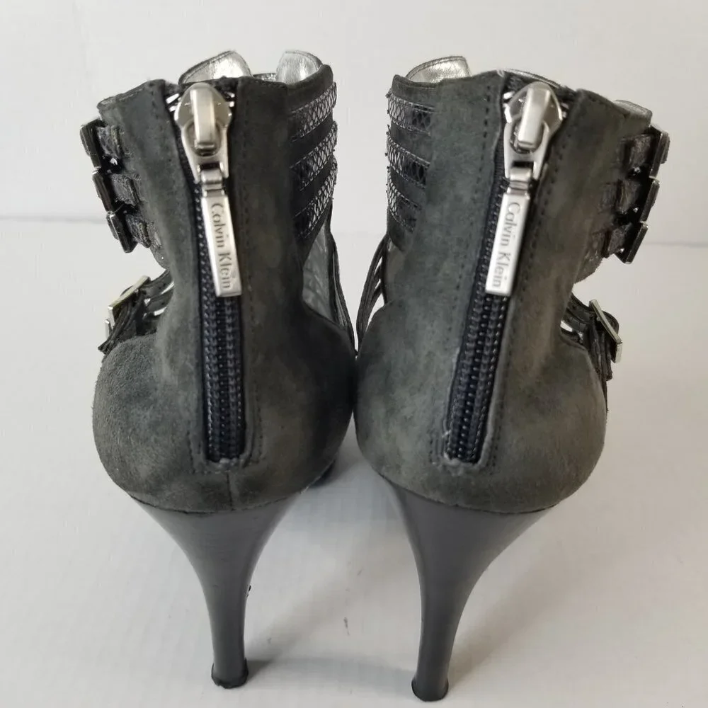 Calvin Klein Danica Platform Stiletto Heels Pumps Grey Suede Date Night Sz 9.5 - Picture 6 of 16